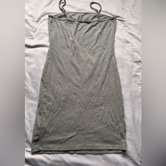 Topshop Gray Spaghetti Strap Dress fitted Mini Summer stretchy Slim Fit Size 8 - Picture 8 of 8